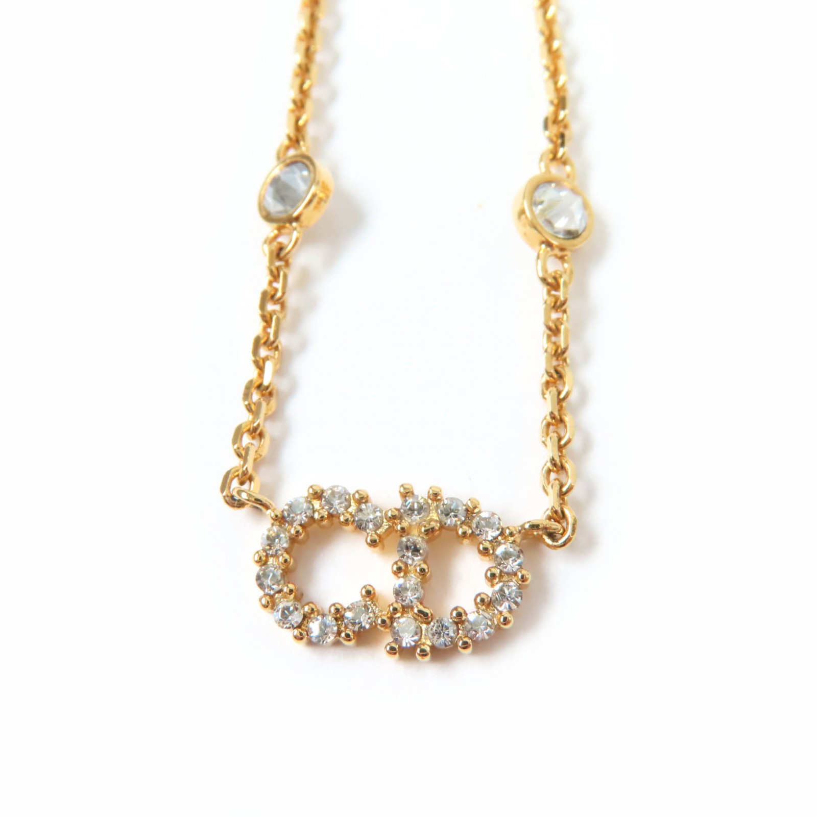 極美品★Christian Dior クリスチャンディオール Clair D Lune CDシグネチャー パール チェーン ネックレス ゴールド 箱・保存袋付き レディース【中古】