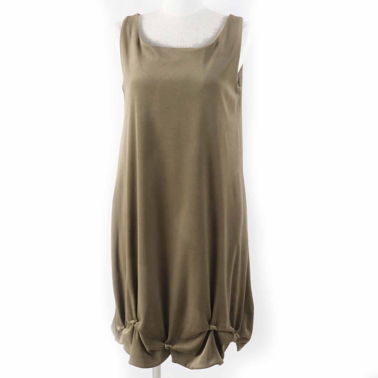 美品◎DAISY LIN デイジーリン 06091 Dais y Summer Velour Botero ノースリーブ ベロア ワンピース カーキ 38 日本製 正規品 レディース【中古】