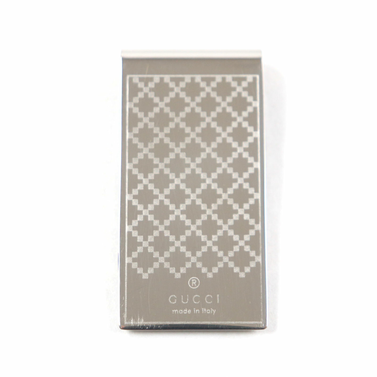 良品▼GUCCI グッチ ディアマンテ ロゴ入り ビルクリップ 札ばさみ マネークリップ シルバー イタリア製 メンズ【中古】