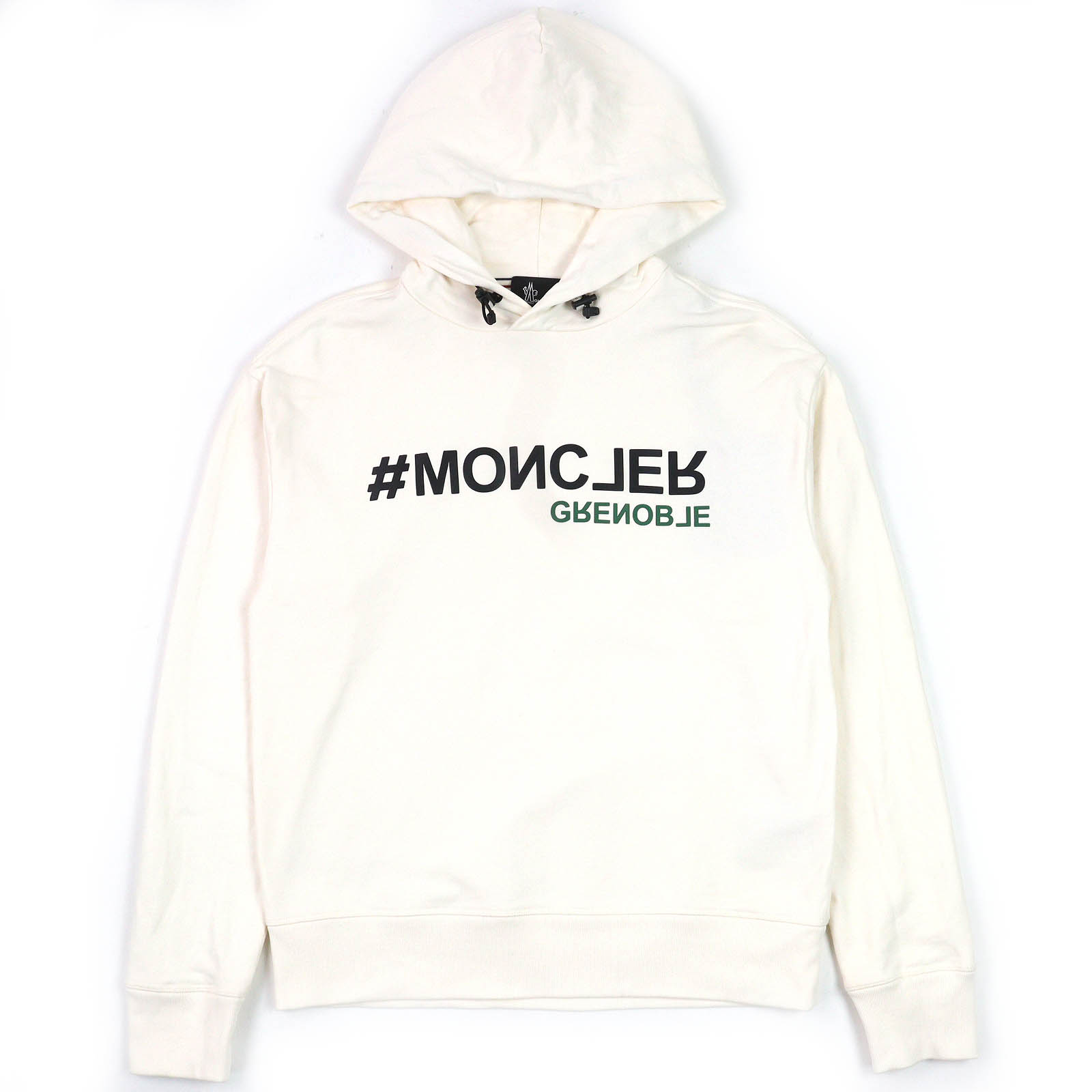 未使用品△MONCLER GRENOBLE モンクレール グルノーブル 2022年製 ロゴ プルオーバー フーディー パーカー アイボリー ブラック グリーン S 正規品 メンズ【中古】