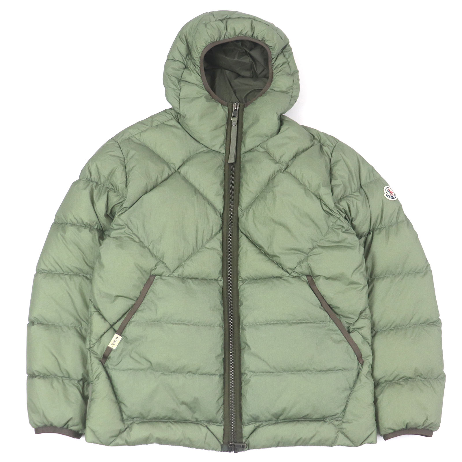 極美品□MONCLER モンクレール 21-22AW REYNAUD フーデッド ダウンジャケット セージグリーン 0 ハンガー・ガーメント付き 正規品 メンズ【中古】