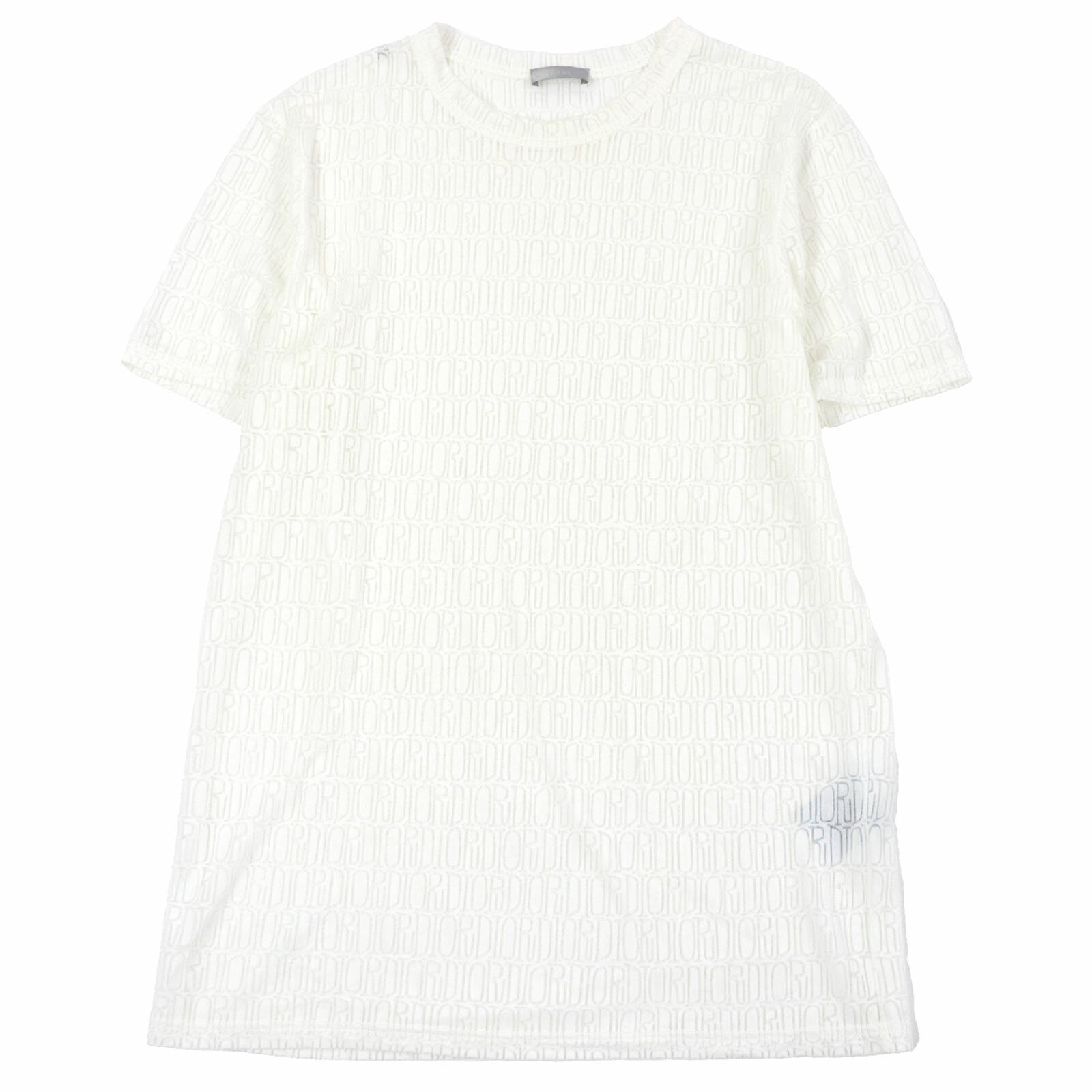 美品□DIOR ディオール オム 033J600A0643 ロゴ総柄 シースルー ショートスリーブ カットソー 半袖Tシャツ ホワイト S イタリア製 正規品 メンズ【中古】