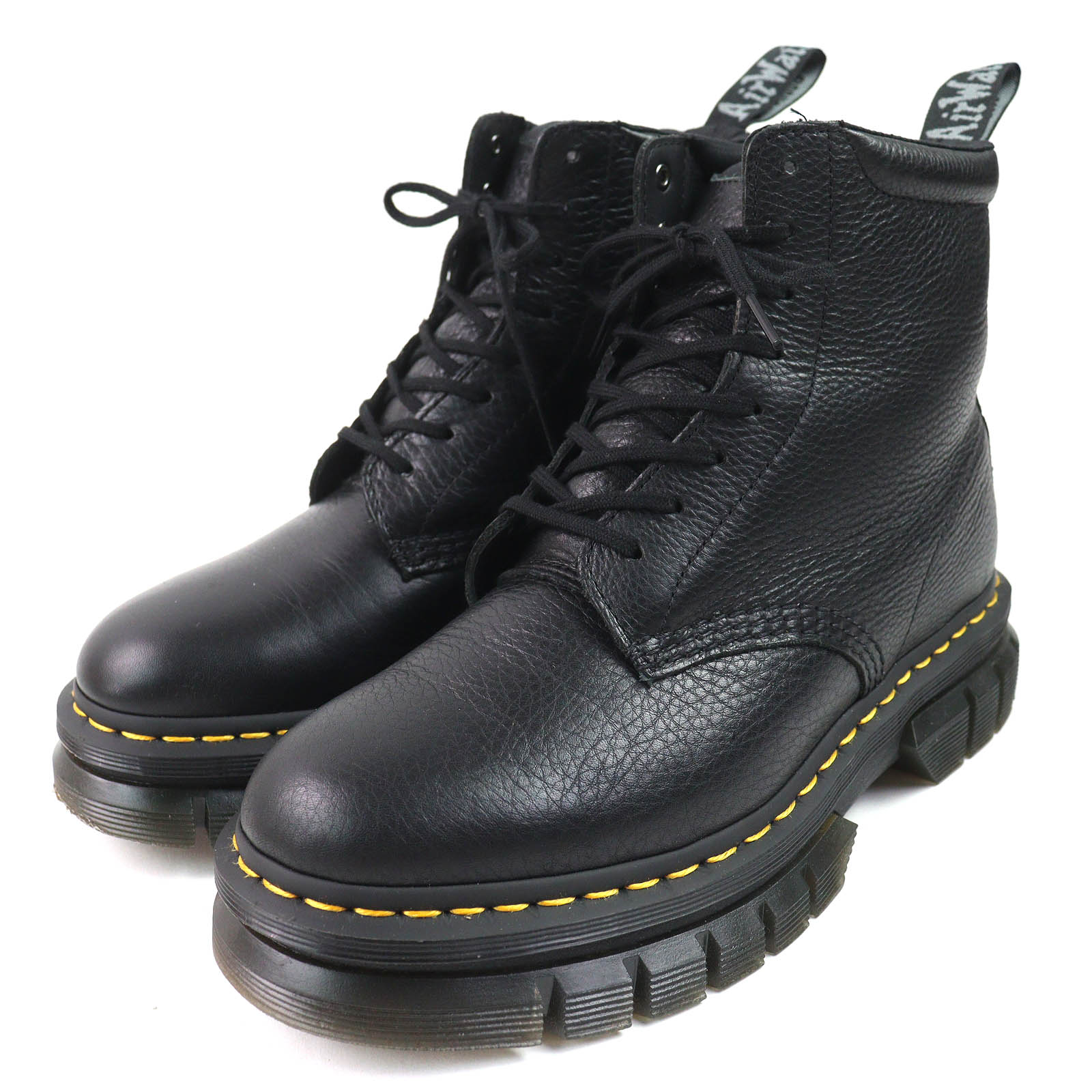 極美品△Dr.Martens ドクターマーチン RIKARD POLISHED SMOOTH 8I リカード 8ホール レースアップ レザー ショートブーツ ブラック UK6 レディース【中古】
