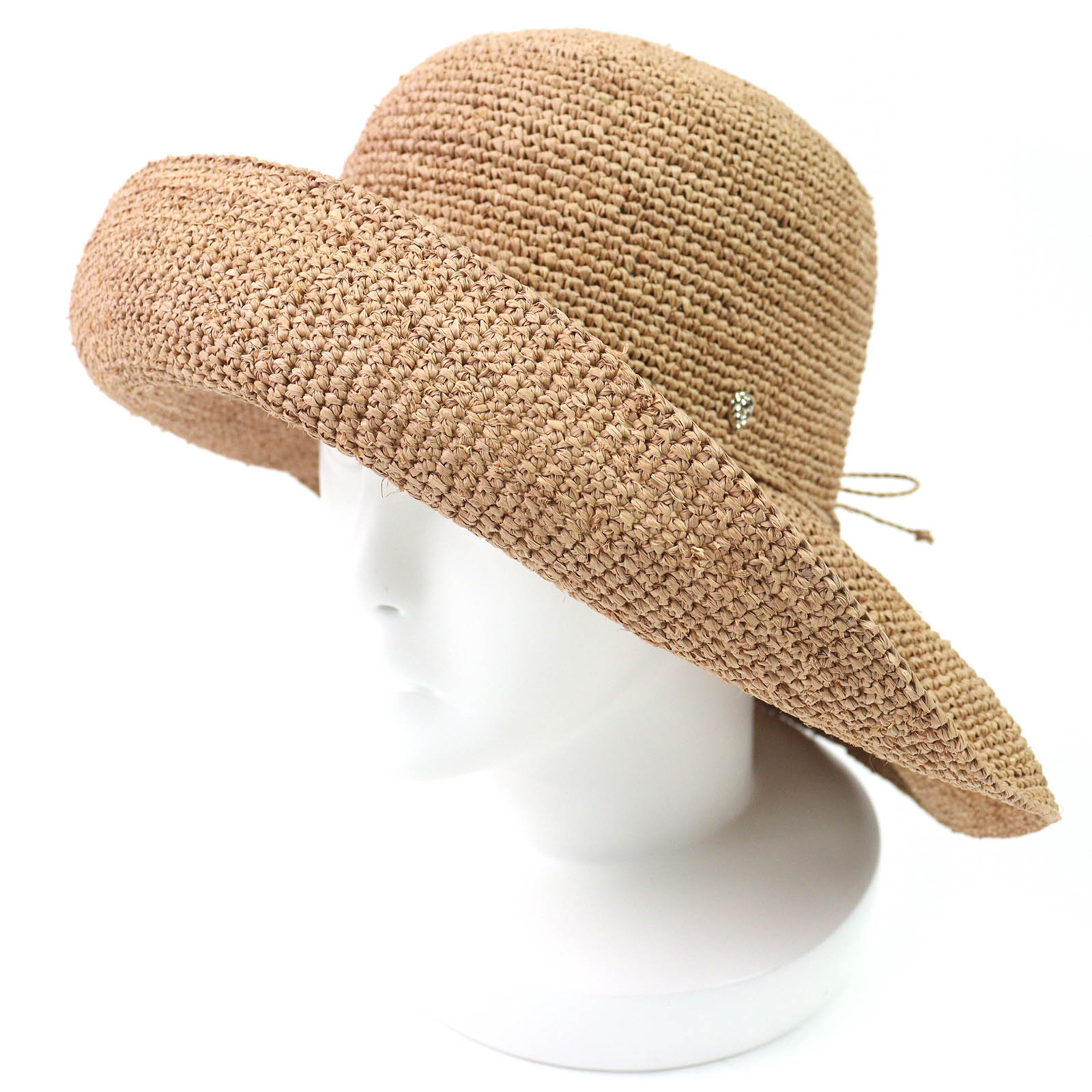 極美品△HELEN KAMINSKI ヘレンカミンスキー PROVENCE 12 プロバンス12 ラフィア100％ ロゴ金具 リボン付き 麦わら帽子 ハット ナチュラル 箱・保存袋付き レディース【中古】
