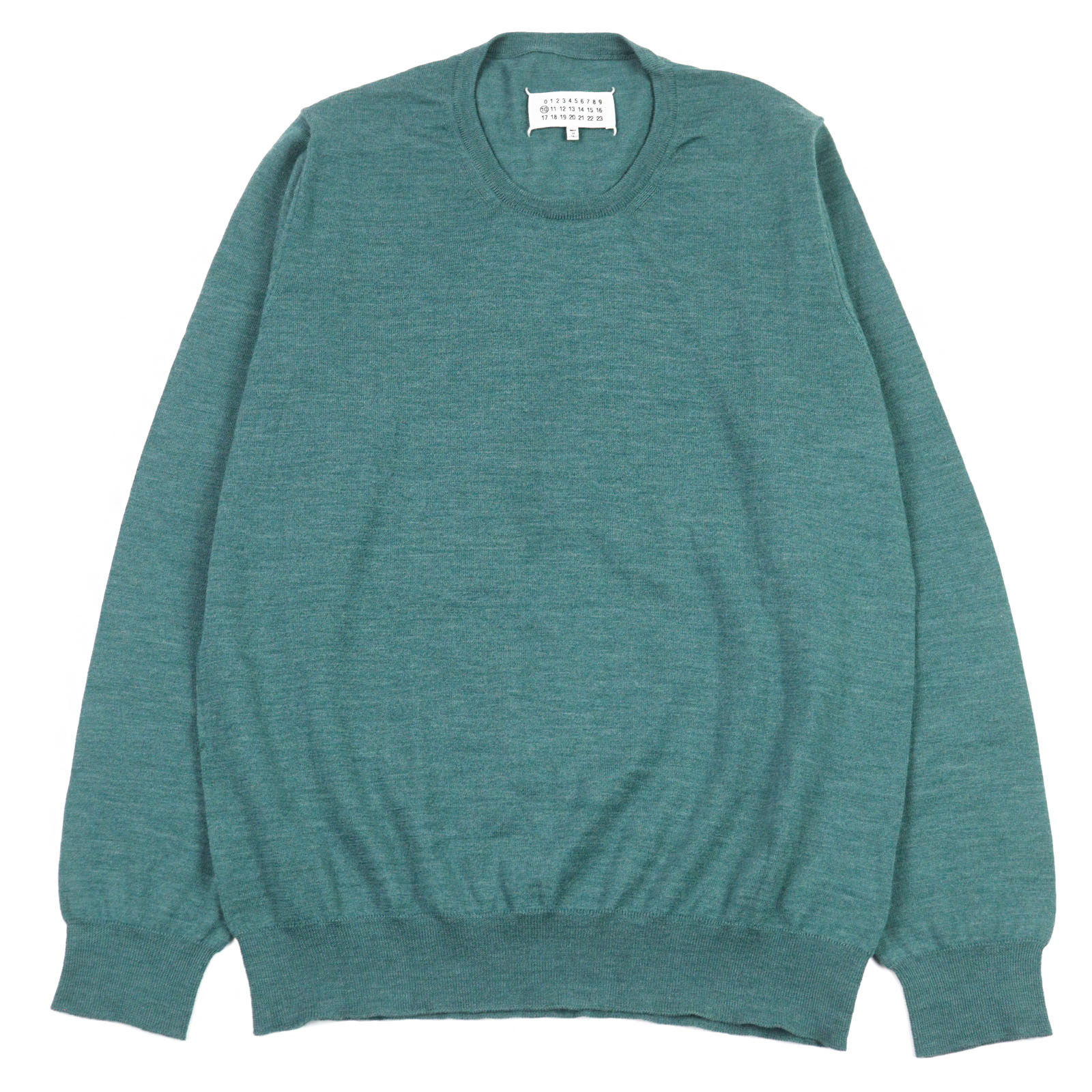 極美品○Maison Margiela 10 メゾンマルジェラ10 20SS S50HA0908 ウール100% アイコンステッチ クルーネック セーター ニット グリーン L イタリア製 正規品 メンズ【中古】
