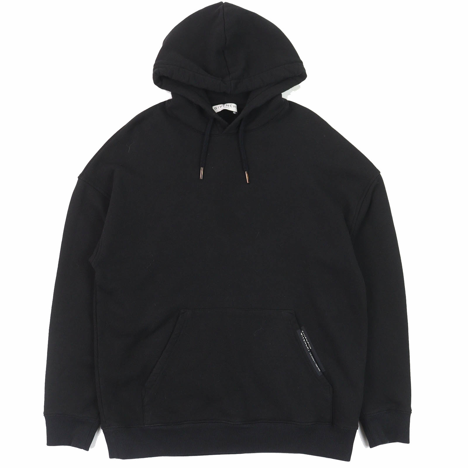 【ドンドン見直し】良品△GIVENCHY ジバンシィ BMJ066305B コットン100％ ロゴ プルオーバー フーディー パーカー ブラック S 正規品 メンズ【中古】