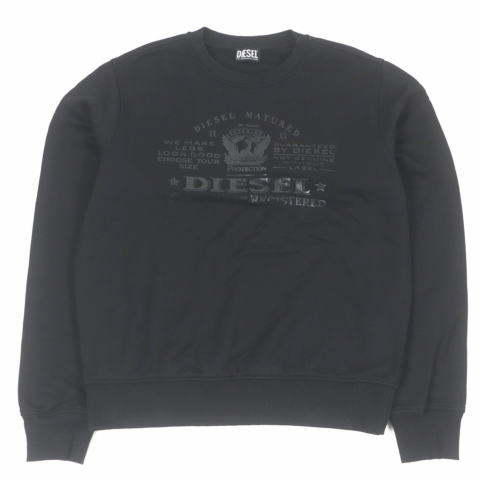 【ドンドン見直し】美品□DIESEL ディーゼル S-GINN LOGO コットン100％ ロゴプリント スウェットシャツ トレーナー ブラック L 正規品 メンズ【中古】