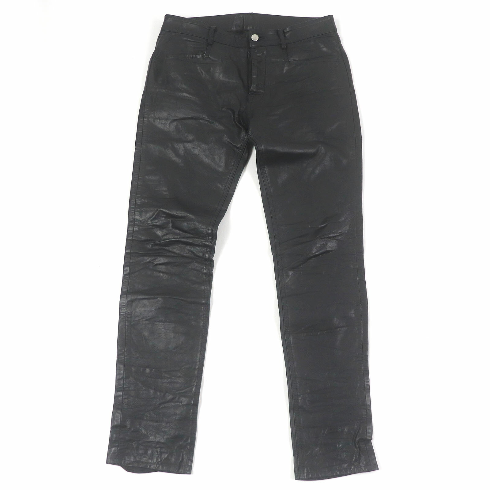 【ドンドン見直し】良品□Rick Owens リックオウエンス 22SS RU01B1393 Leather Tyrone Pants レザーパンツ ブラック 48 正規品 メンズ【中古】