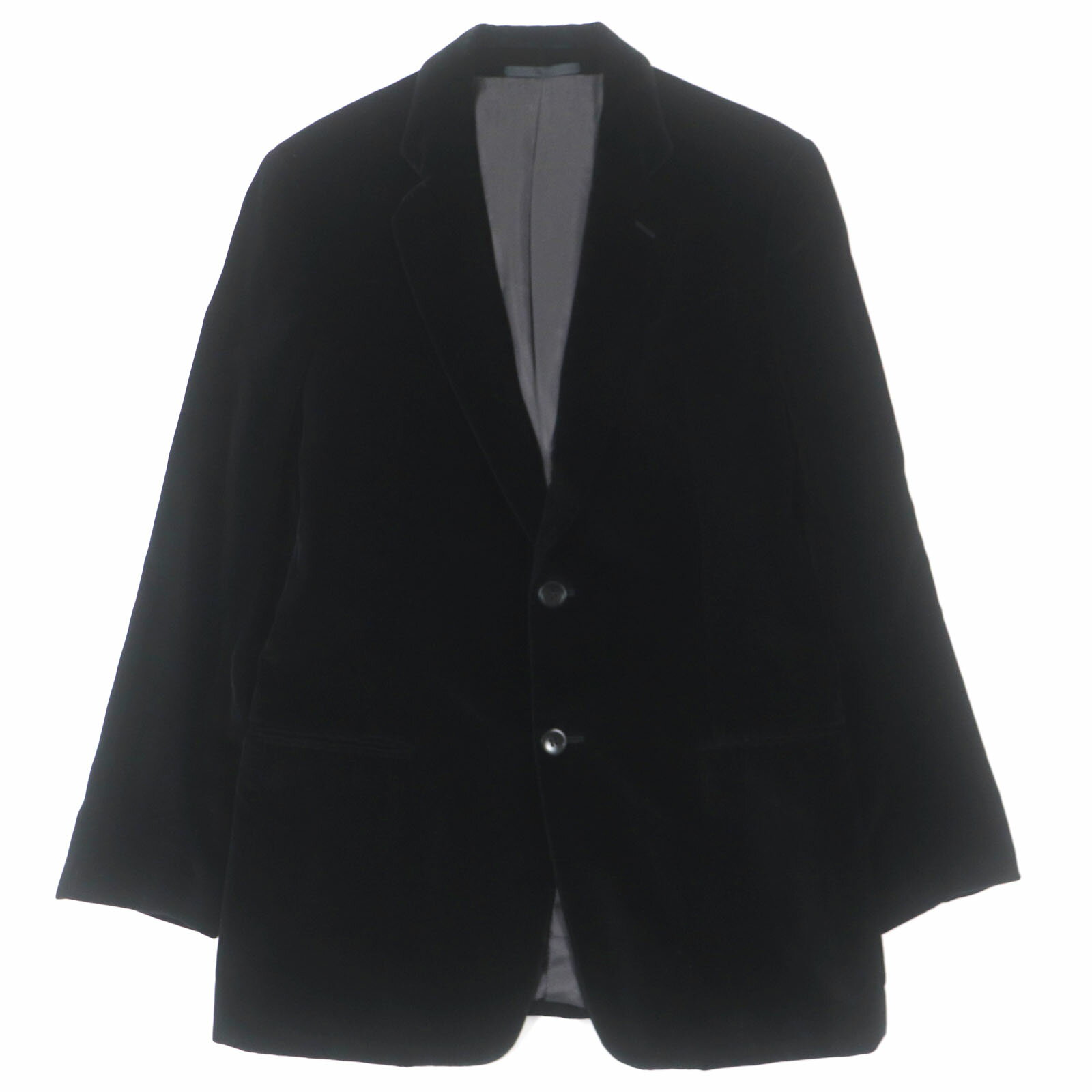美品▼ARMANI COLLEZIONI アルマーニコレッツォーニ ベロア シングルジャケット テーラードジャケット ブラック 48 正規品 メンズ【中古】