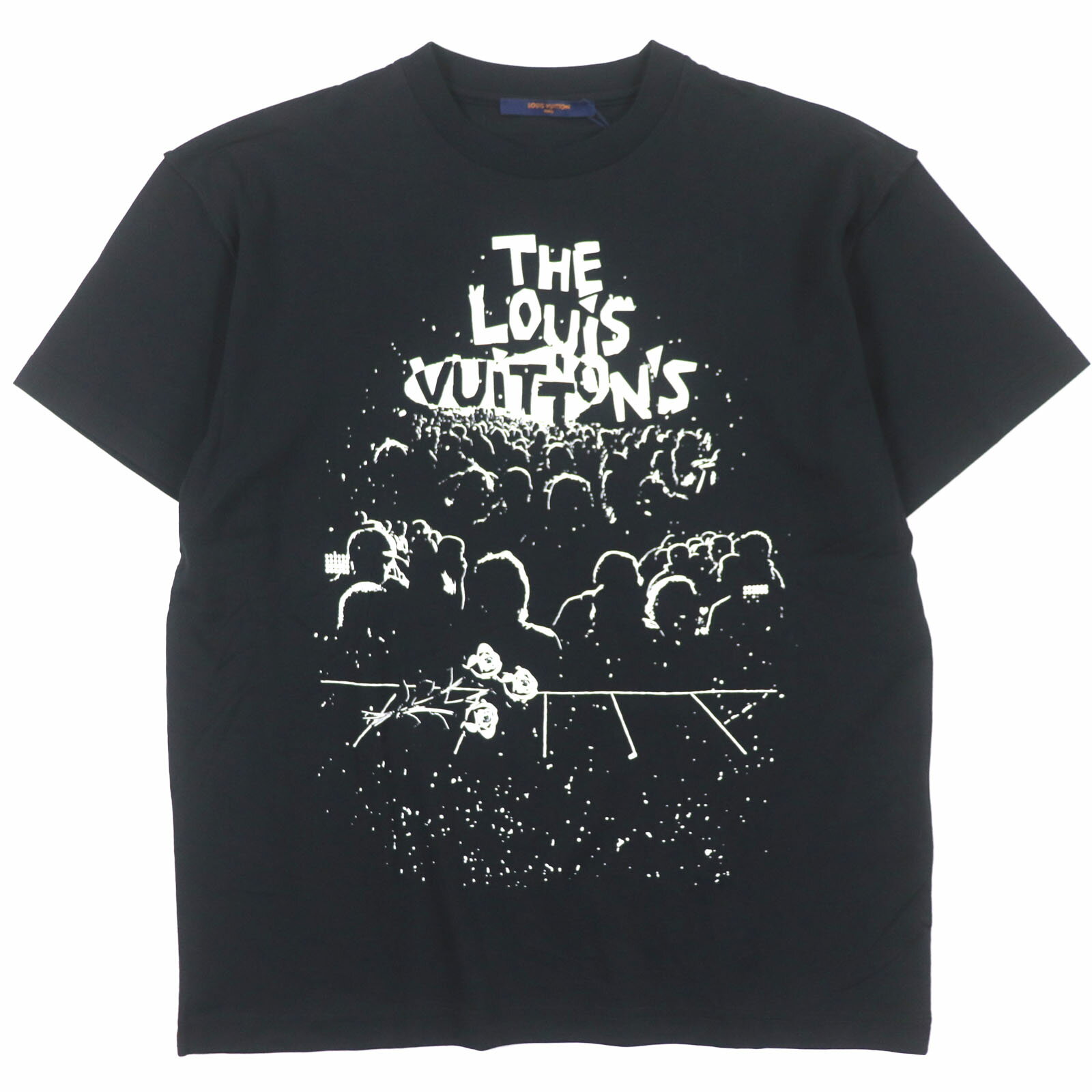 未使用品▼LOUIS VUITTON ルイヴィトン 23SS コットン100% LVコンサートプリント インサイドアウト ショートスリーブ 半袖Tシャツ ブラック XS イタリア製 正規品 メンズ【中古】