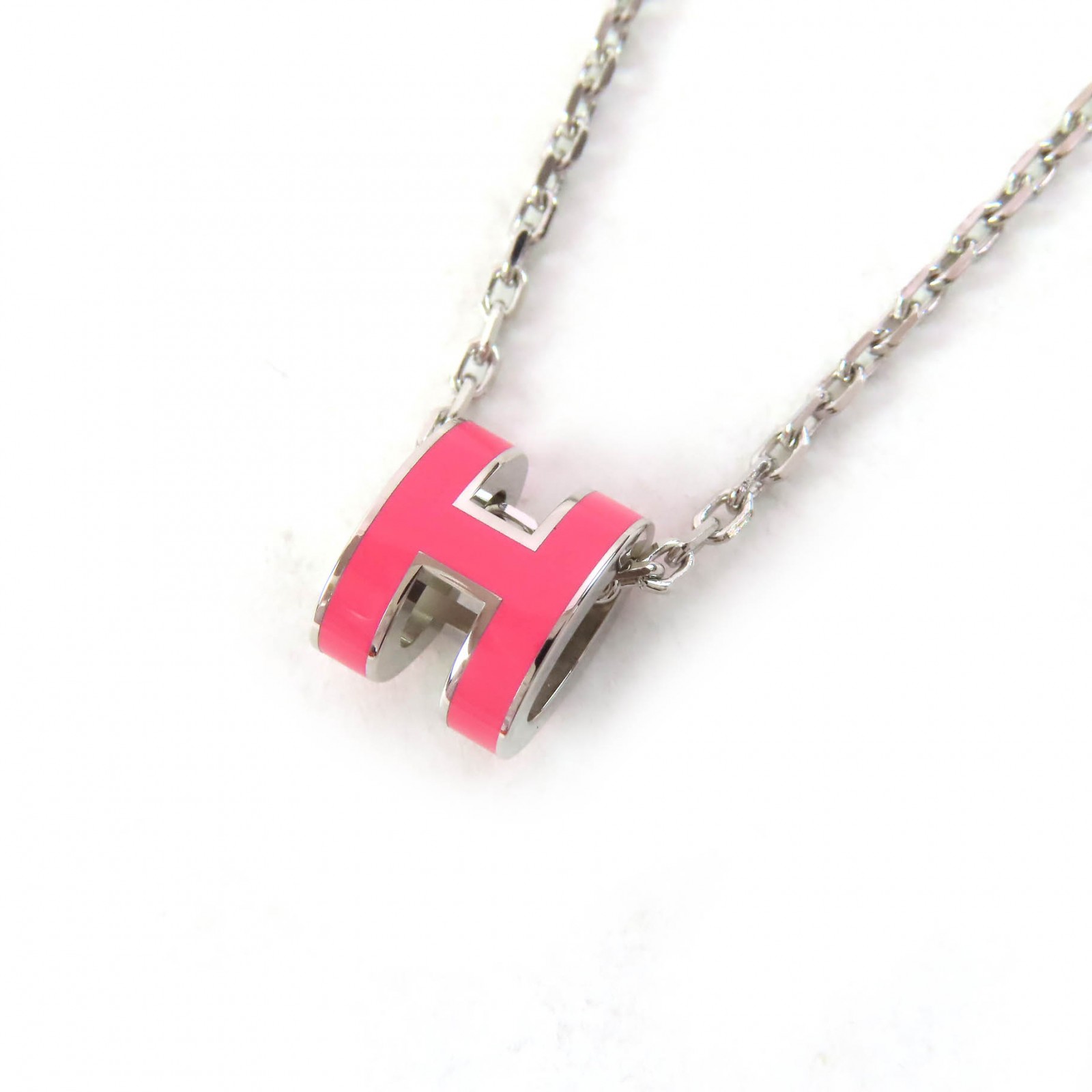 極美品△HERMES エルメス Mini Pop H pendant ミニポップ H ペンダント ネックレス ピンク シルバー 箱・保存袋付き フランス製 レディース 大人気 オススメ◎【中古】