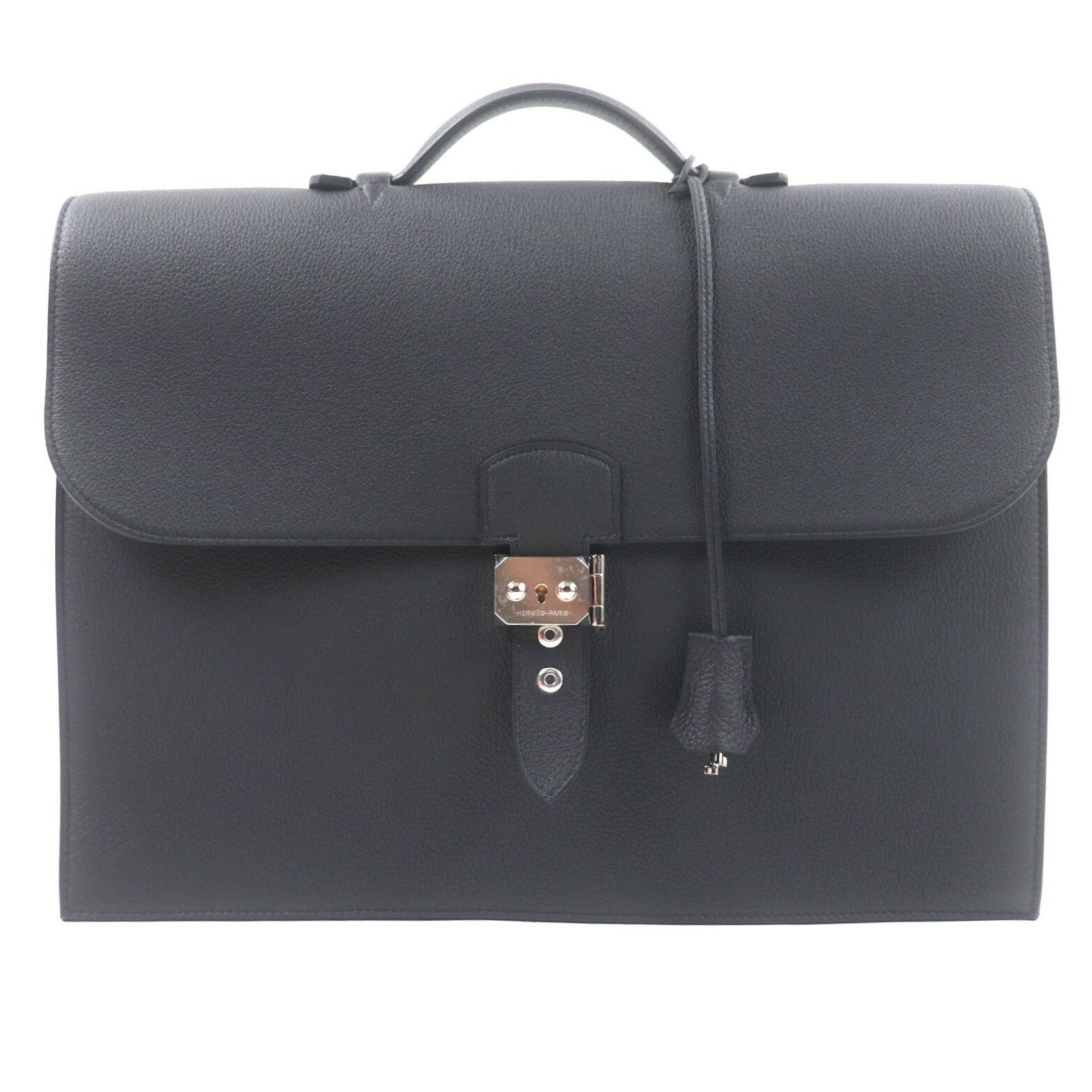 未使用品▼HERMES エルメス サックアデペッシュ38 トゴ シルバー金具 レザー ブリーフケース ブラック K刻印 箱・保存袋付き メンズ【中古】