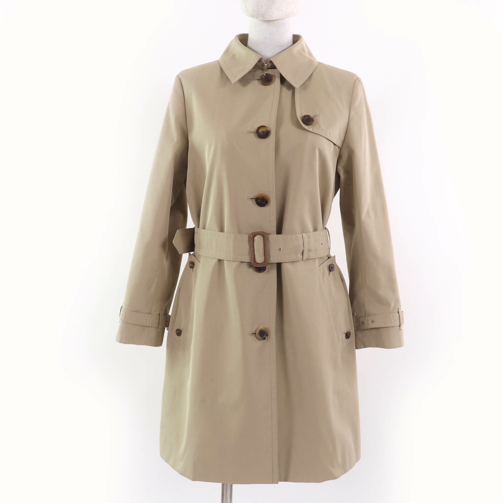 美品☆Aquascutum LONDON アクアスキュータムロンドン 中綿入りライナー付 トレンチコート ベージュ 10 日本製 正規品 レディース【中古】