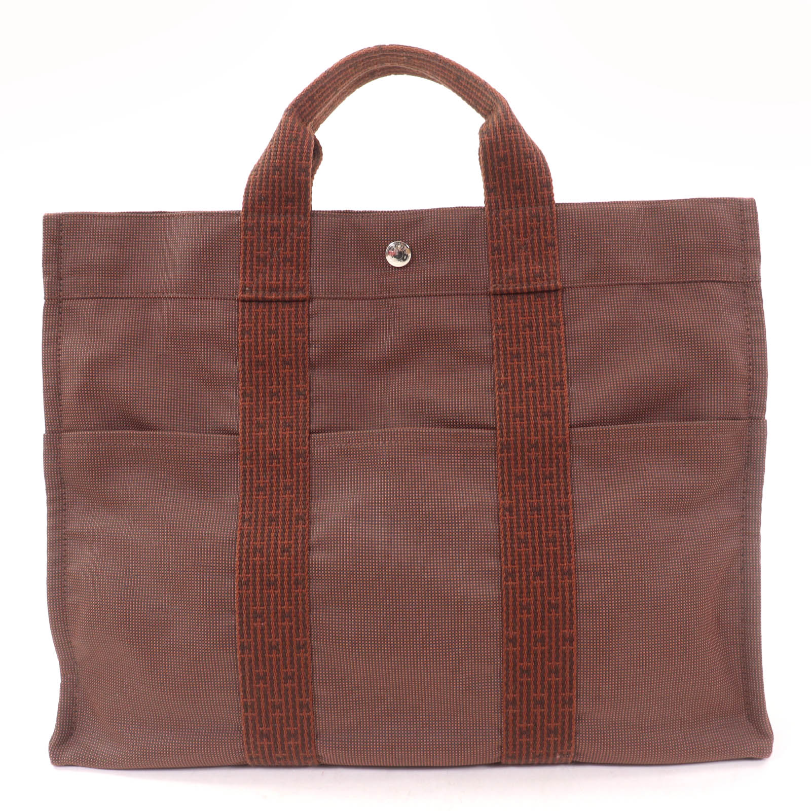 美品☆HERMES エルメス エールライン MM シルバー金具 カデナ・鍵付 トートバッグ ハンドバッグ ブラウン フランス製 レディース【中古】