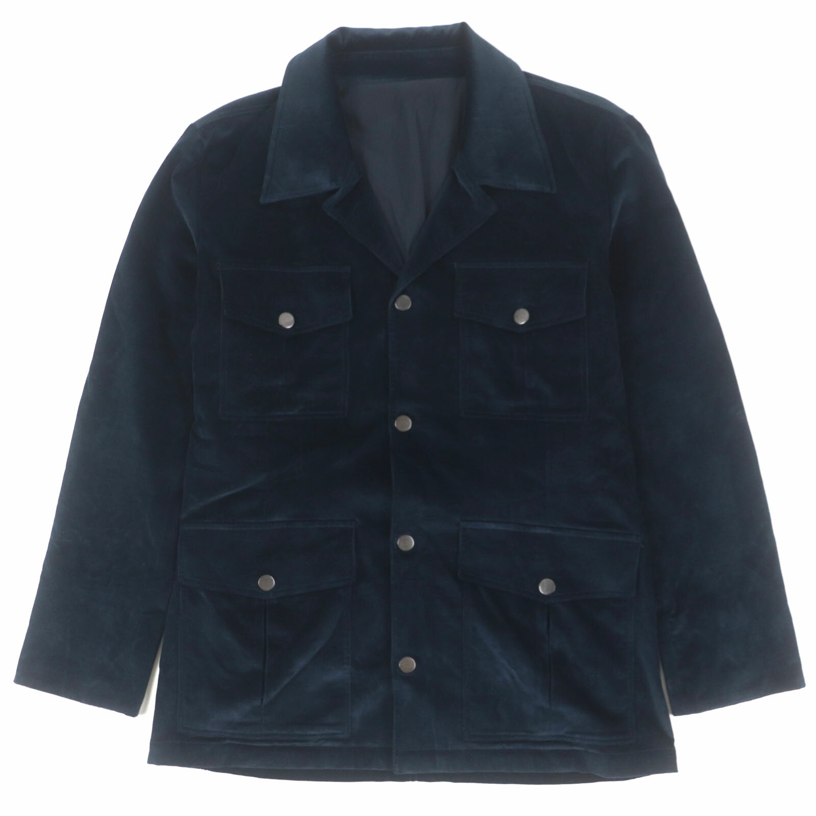 極美品▼GUCCI グッチ ヴィンテージ 15305 トムフォード期 コーデュロイ ロゴ入りボタン ジャケット ネイビー 48 イタリア製 正規品 メンズ【中古】