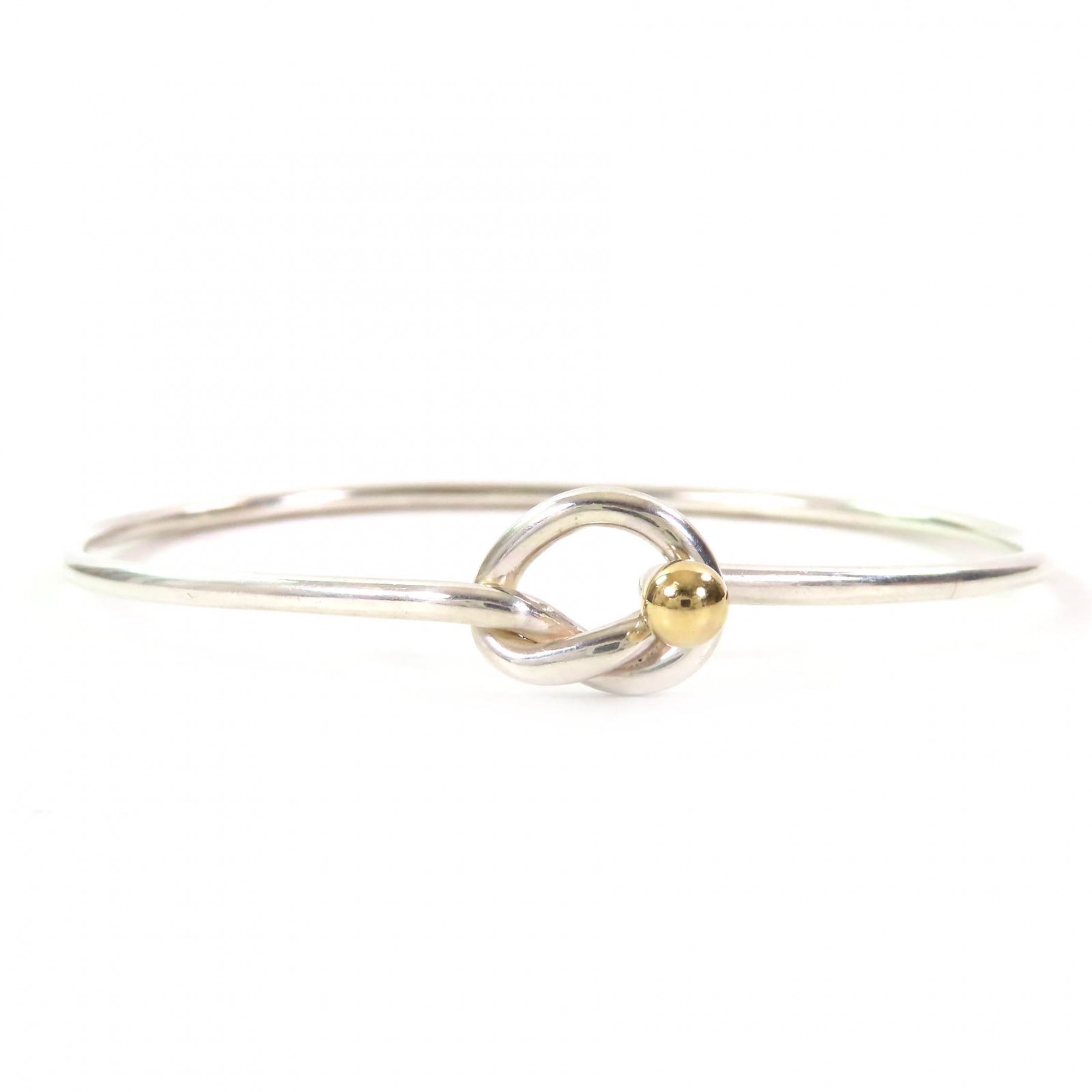 美品△TIFFANY&Co. ティファニー ラブノット コンビ ブレスレット SV925 750 バングル アクセサリー シルバー ゴールド 重量6.5g レディース【中古】