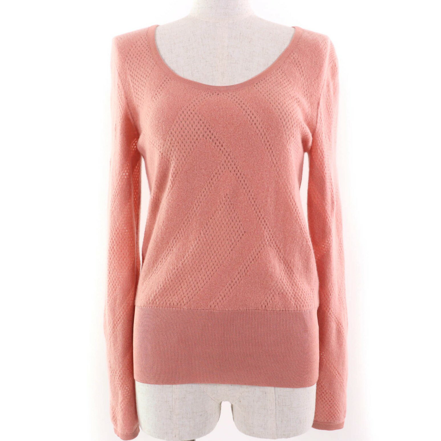美品☆HERMES エルメス 22AW 2H2618DC ウール カシミヤ混 長袖 ニット トップス ピンク 34 イタリア製 正規品 レディース【中古】