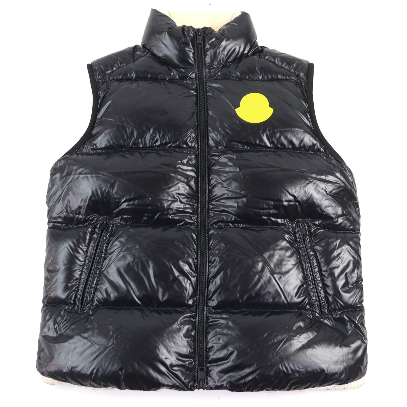 美品○MONCLER モンクレール 2023年製 I20911A00163 595GJ SUMIDO GILET ロゴワッペン付き スタンドカラー ダブルジップ ダウンベスト ブラック 4 正規品 メンズ【中古】
