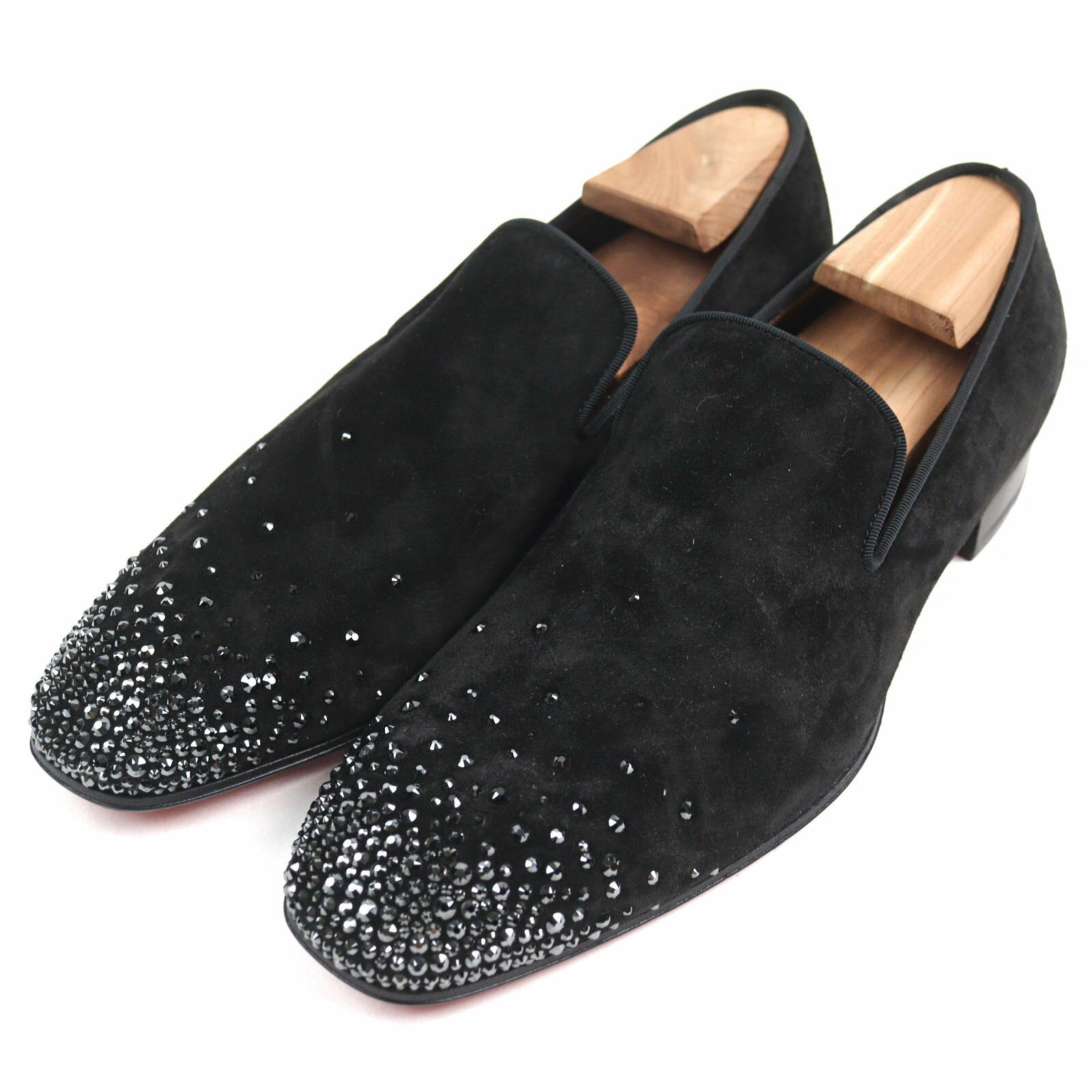 【ドンドン見直し】未使用品○Christian Louboutin クリスチャンルブタン DANDELION DEGRA スウェードレザー ビジュー スリッポン ローファー ブラック系 40 イタリア製 メンズ【中古】