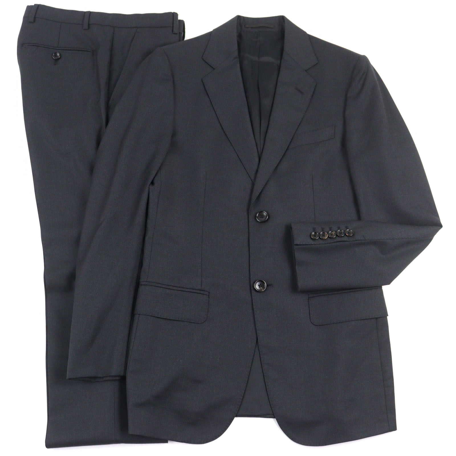 【ドンドン見直し】良品○GUCCI グッチ 337687 ウール100% ロゴボタン シングル 2B スーツ グレー 7-44R イタリア製 正規品 メンズ【中古】