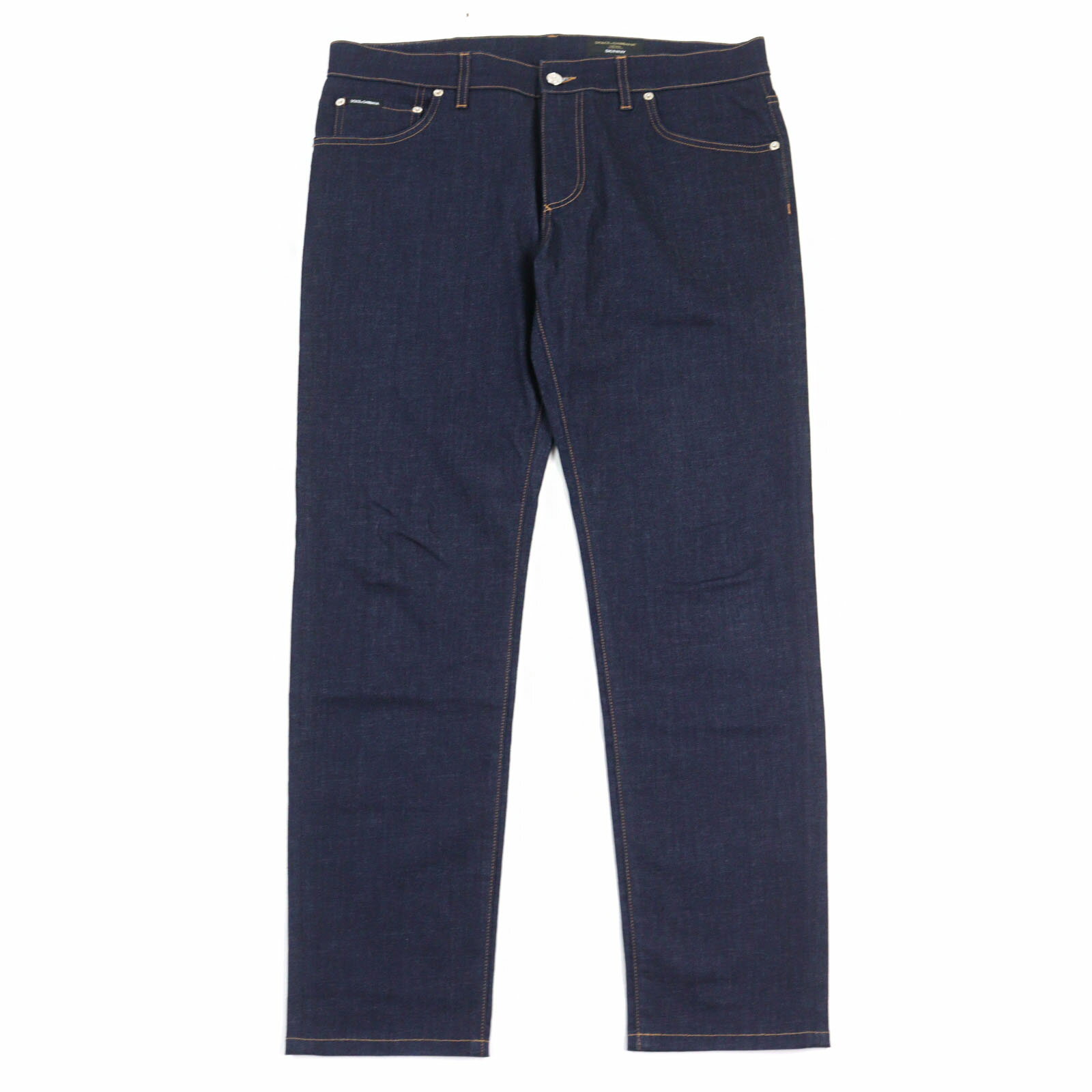 【ドンドン見直し】極美品○DOLCE&GABBANA ドルチェ＆ガッバーナ GY07LZ / G8DM7 DGエンボスロゴ レザーワッペン スキニー パンツ インディゴブルー 54 イタリア製 正規品 メンズ【中古】