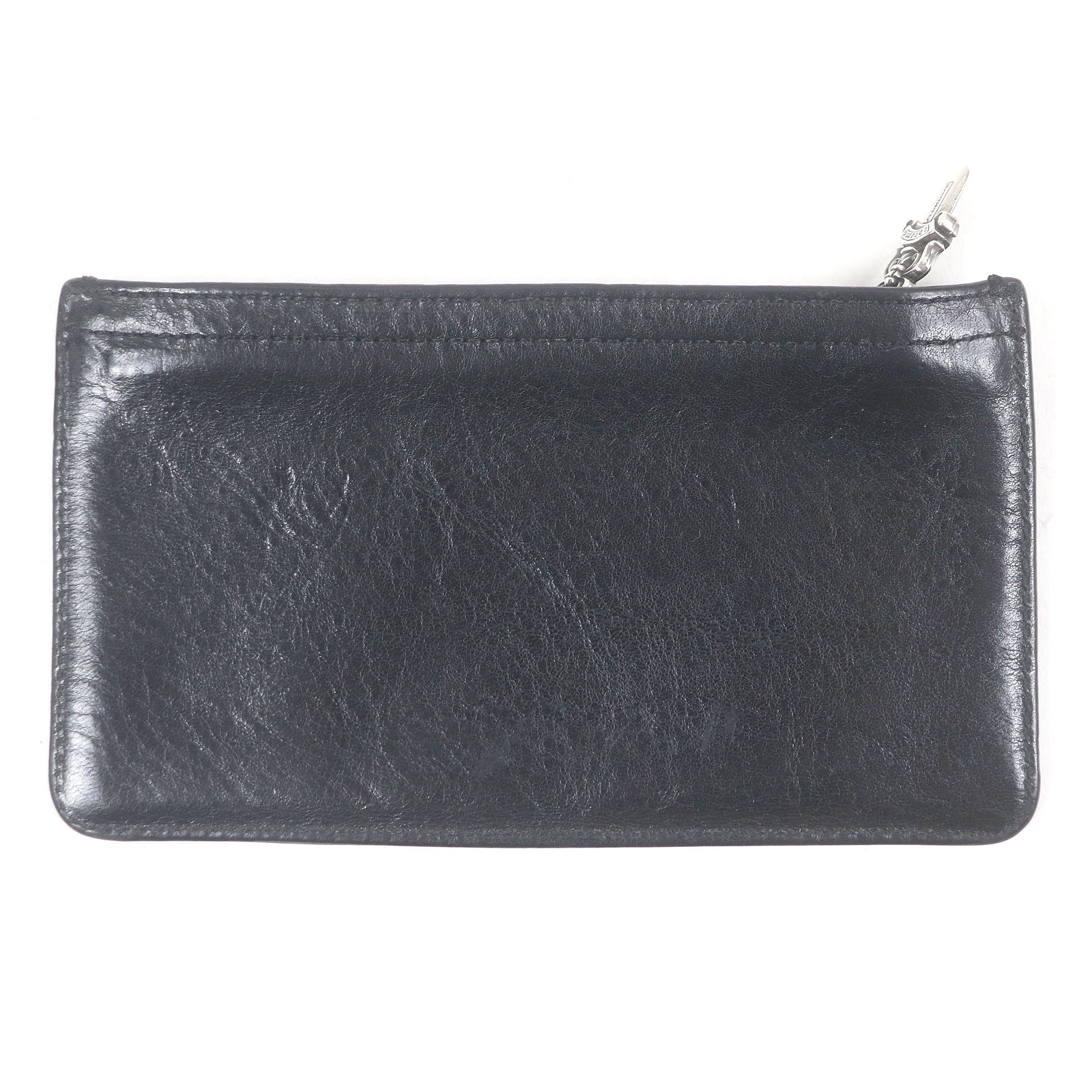 美品□CHROME HEARTS クロムハーツ #2 ZPR CHNG PURSE レザー ダガージップ チェンジパース 財布 コインケース ブラック 保存袋付き メンズ【中古】