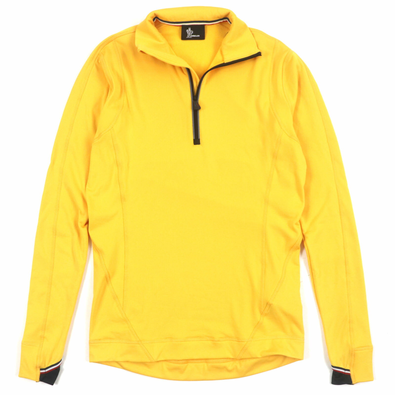 極美品▼MONCLER GRENOBLE モンクレール グルノーブル 2022年製 MAGLIA POLARTEC ハーフジップ ロゴワッペン付き ロングスリーブ スウェット ロンT トップス イエロー M イタリア製 正規品【中古】