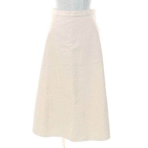 極美品△MONCLER モンクレール 23SS I10932D00016 SKIRT コットン100% ロゴ バックジップ ロング フレアスカート アイボリー 38 正規品 レディース【中古】