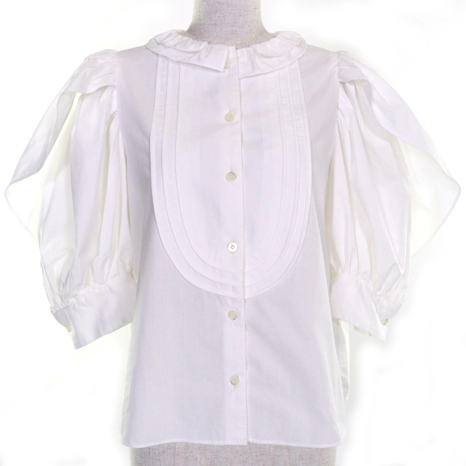 極美品☆LUDLOW ラドロー 2024年製 24-LD24S-BL201-002-012 コットン100％ パフスリーブシャツ トップス ホワイト 約Mサイズ相当 日本製 正規品 レディース【中古】