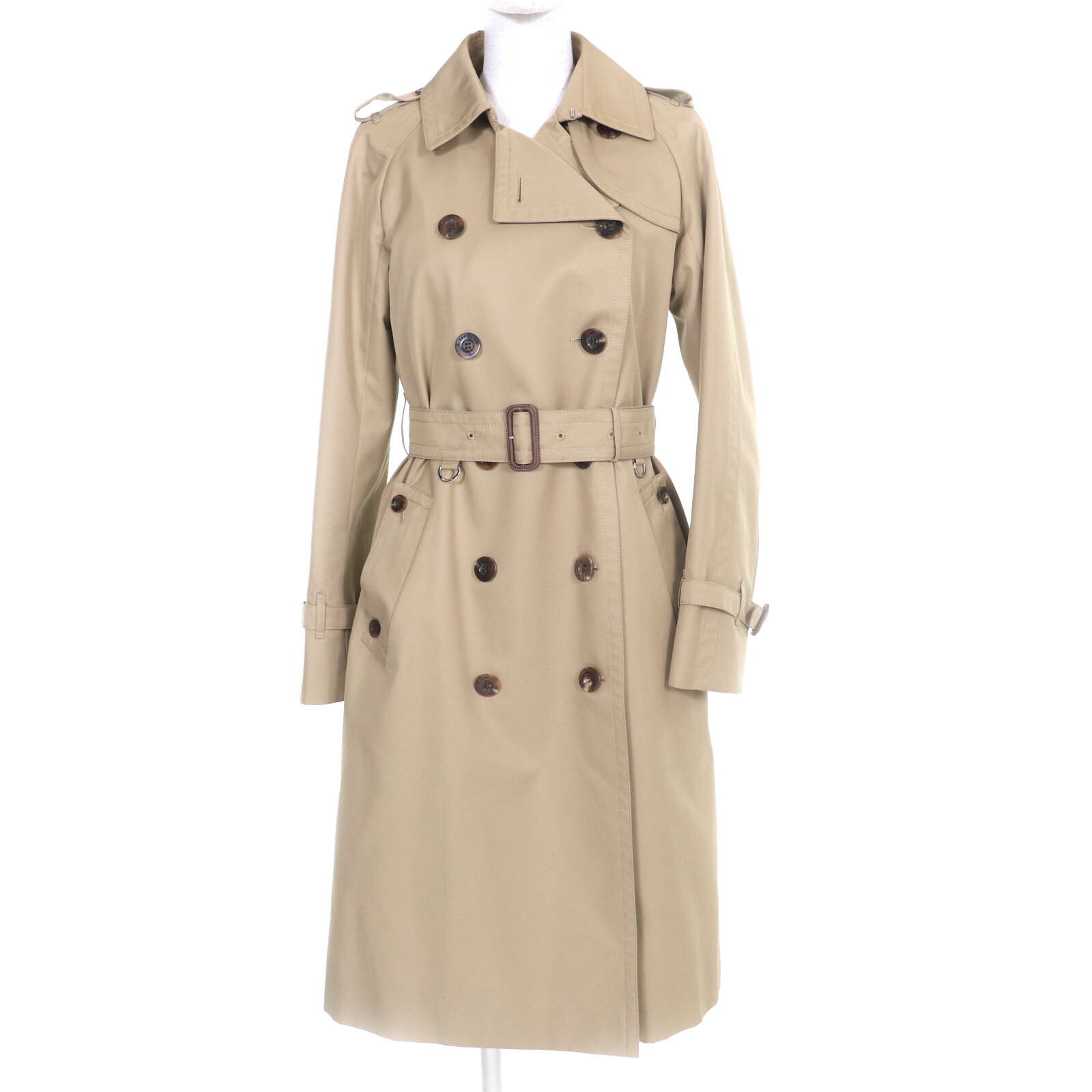 極美品★Aquascutum LONDON アクアスキュータムロンドン 5005450000 ウールライナー・ベルト付 トレンチコート ベージュ 6 日本製 正規品 レディース【中古】