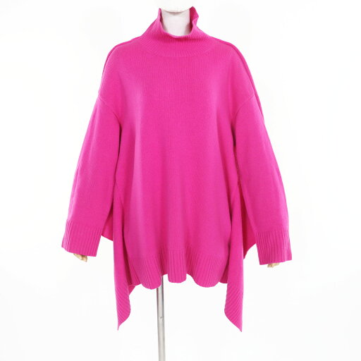美品◇VALENTINO ヴァレンティノ 2022年製 1B0KC39D7JU ウール カシミヤ ハイネック 変形デザイン ニット トップス ピンク M イタリア製 正規品 レディース【中古】