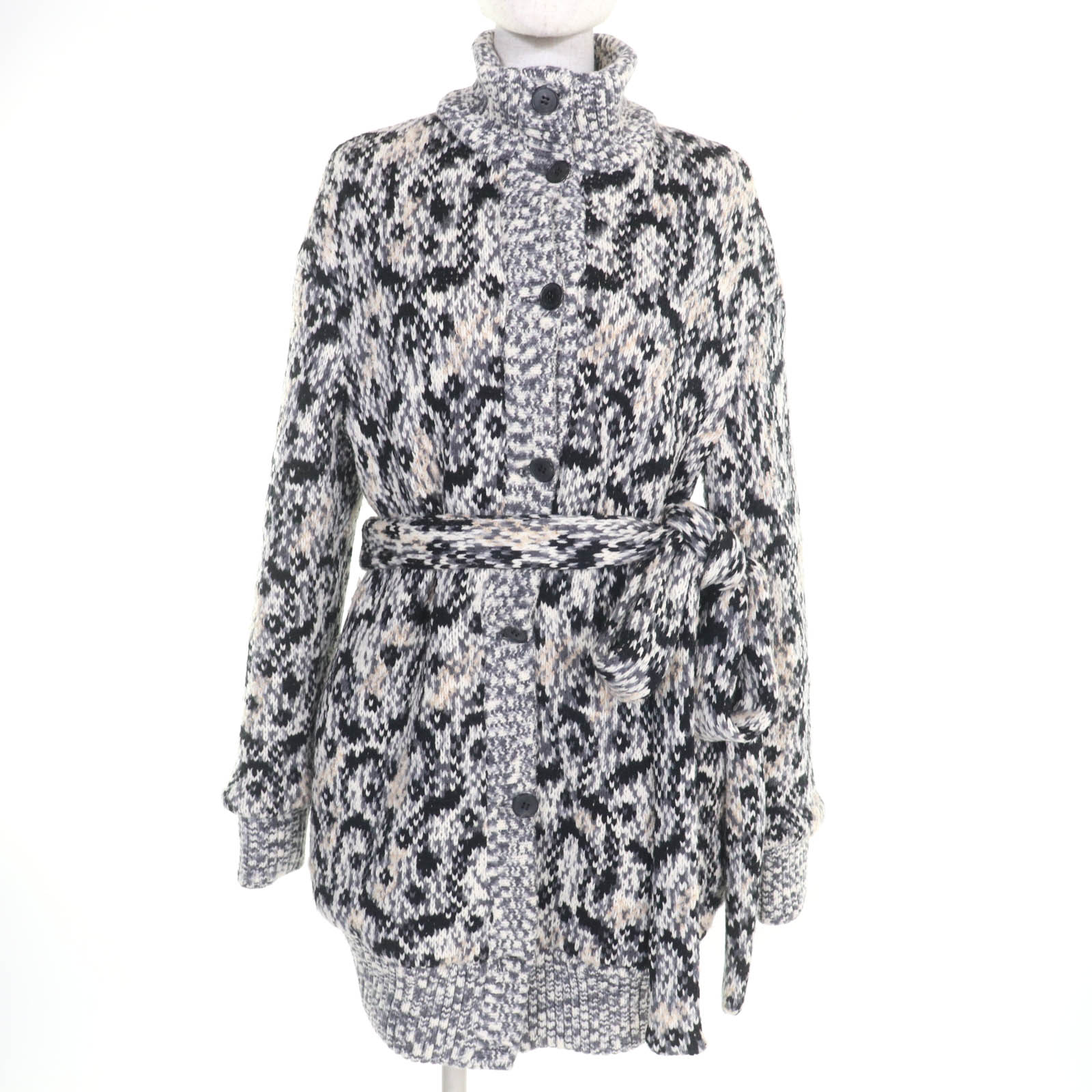 美品◇Missoni ミッソーニ ウール アルパカ混 織柄 リバーシブルコート パデッド コート マルチ 40 イタリア製 正規品 レディース【中古】