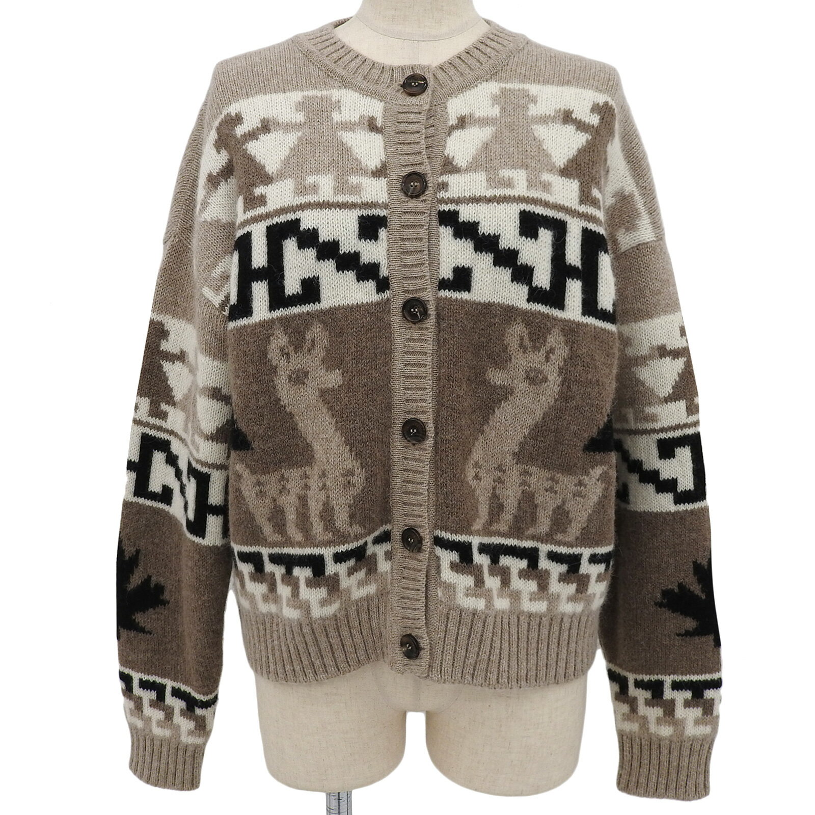 極美品▲DSQUARED2 ディースクエアード 22AW S75HA1146 アルパカ100％ カウチン カーディガン ブラウン M 正規品 レディース【中古】