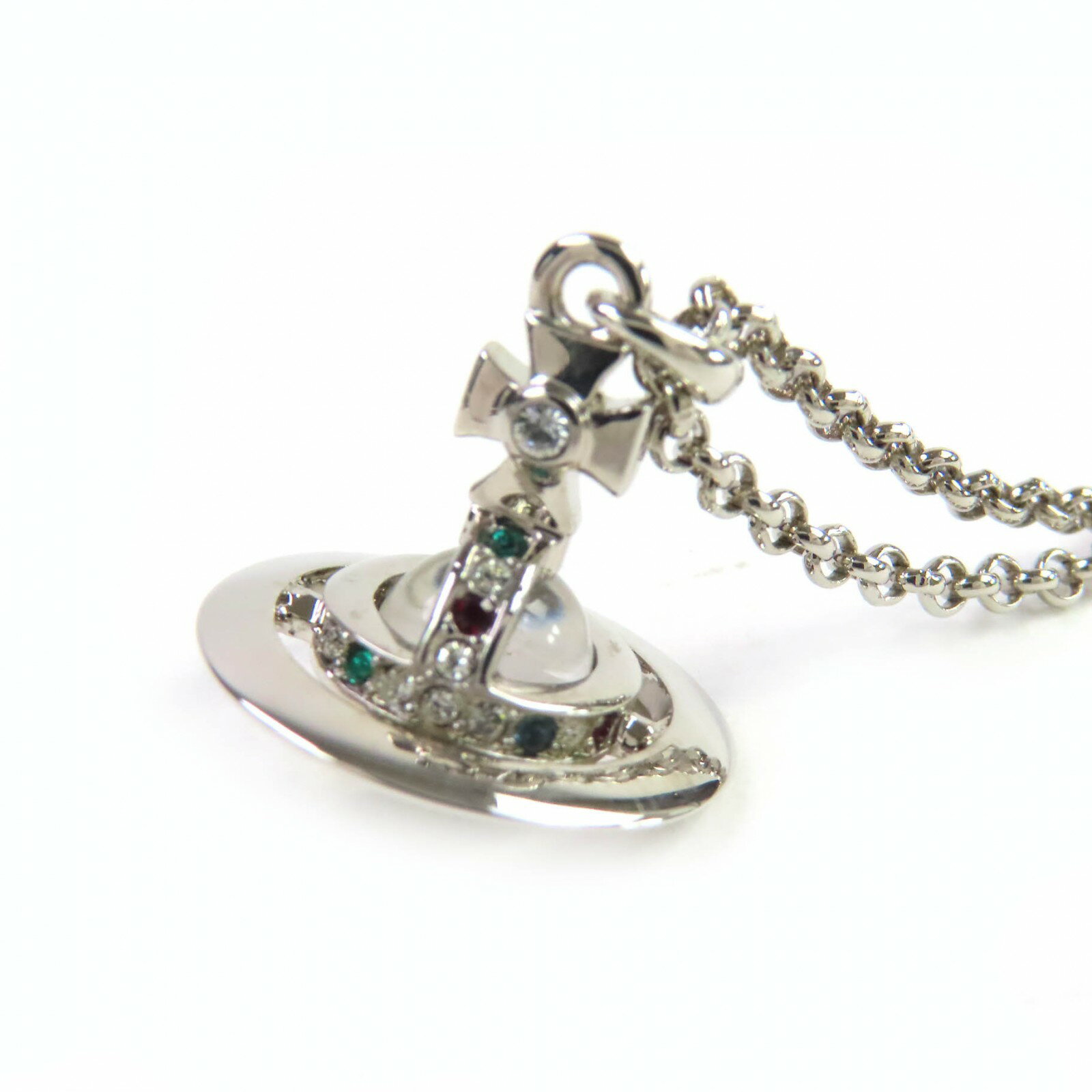 極美品△Vivienne Westwood ヴィヴィアンウエストウッド PETITE ORB PENDANT プチ オーブ ペンダント ネックレス アクセサリー シルバー 箱・保存袋付き レディース【中古】