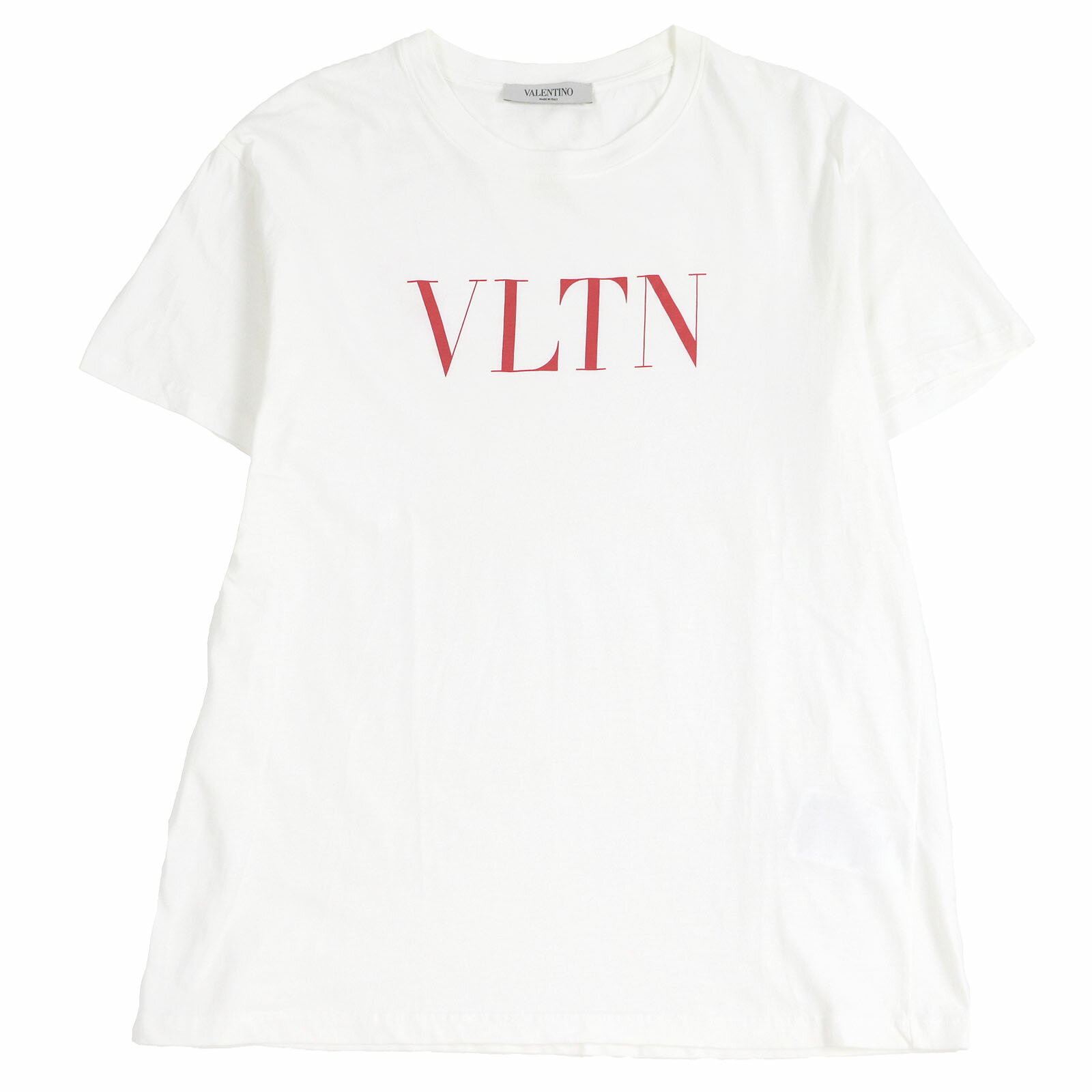 美品□VALENTINO ヴァレンティノ RB3MG07D3V6 コットン100％ VLTNロゴプリント 半袖Tシャツ カットソー ホワイト S イタリア製 正規品 メンズ【中古】