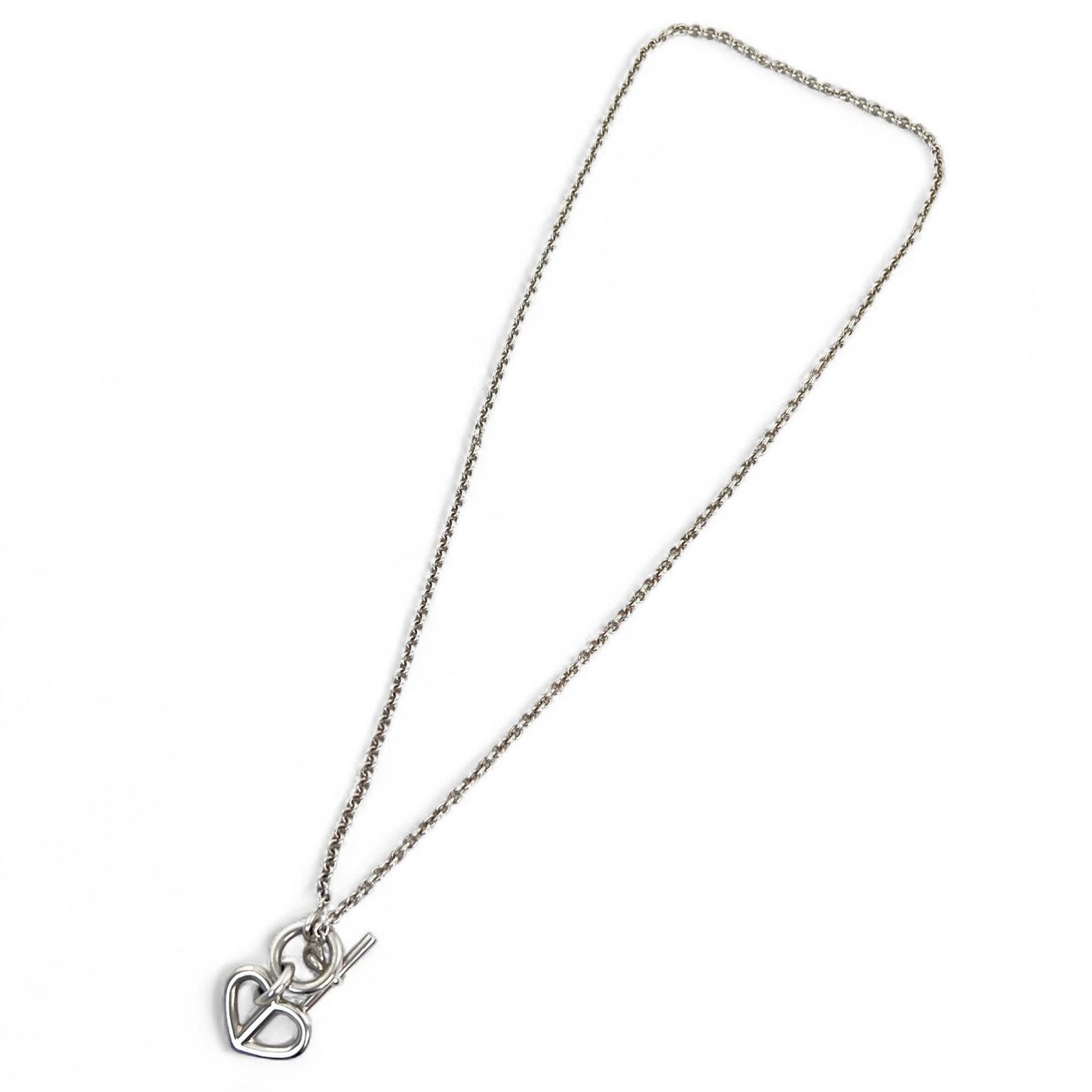 美品▲HERMES エルメス シェーヌダンクル アミュレット ハート カシュクール ネックレス SV925 シルバー イタリア製 レディース【中古】