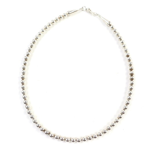 極美品☆ERICKA NICOLAS BEGAY エリッカ ニコラス ビゲイ 925 ナバホ族 ナバホパール 5mmボールチェーンネックレス シルバー 重量23.3g レディース【中古】