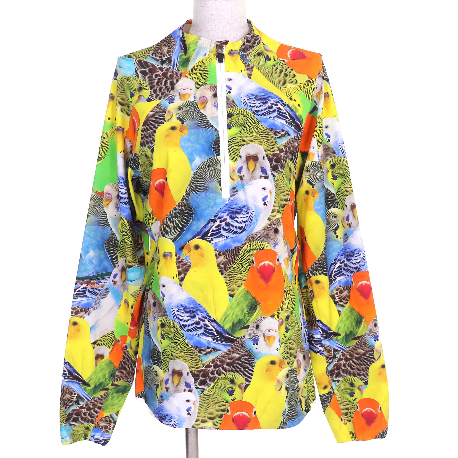 未使用品△LOEWE ロエベ S359Y02X58 パロットプリント アナグラムロゴ ハーフジップ 長袖 トップス イエロー系 マルチカラー M 正規品 レディース【中古】