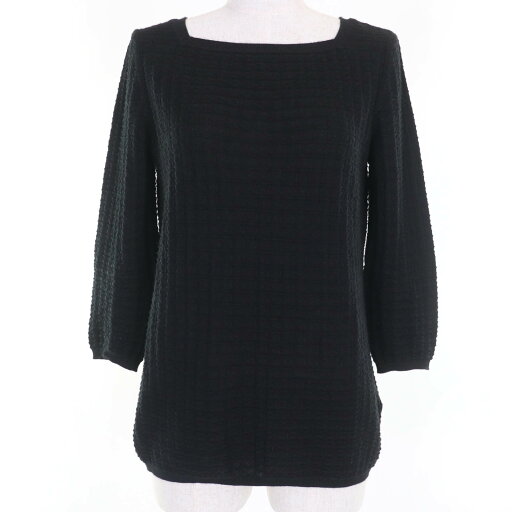 極美品☆HERMES エルメス カシミヤ シルク 7分袖 ニット トップス セーター ブラック 38 イタリア製 正規品 レディース【中古】