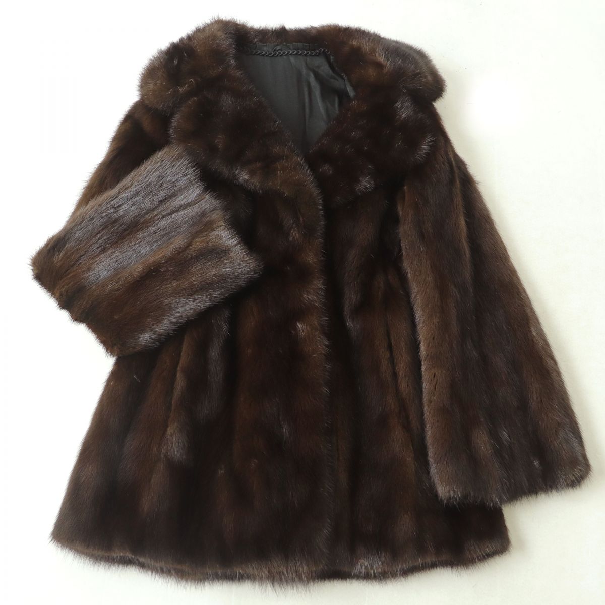 極美品★MINK　ミンク　本毛皮コート　ダークブラウン　毛質艶やか・柔らか◎【中古】