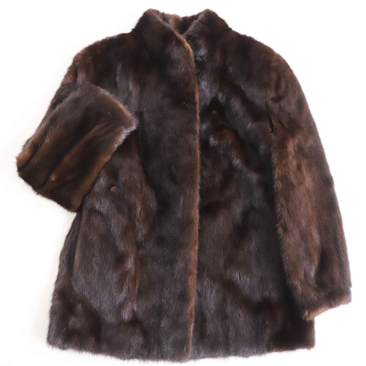極美品●MINK ミンク 本毛皮ショートコート ジャケット ブラウン 13号 毛質艶やか・柔らか◎【中古】
