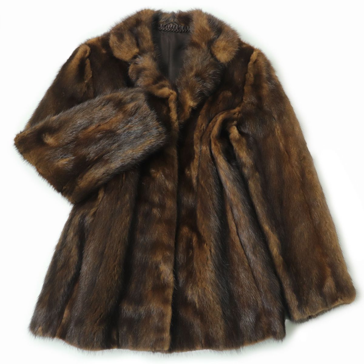 極美品☆MINK ミンク 本毛皮コート ブラウン 11号 毛質艶やか・柔らか◎【中古】