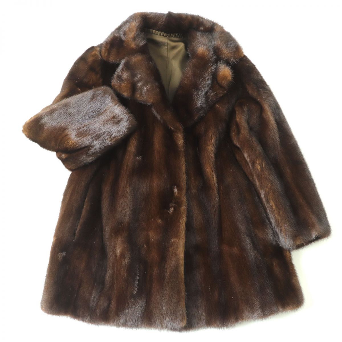毛並み極美品★MINK　ミンク　本毛皮コート　ダークブラウン　13号　毛質艶やか・柔らか◎【中古】
