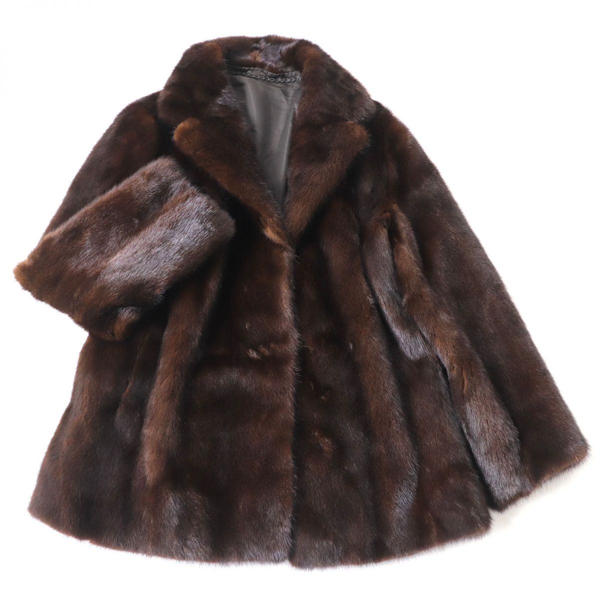 極美品★MINK　ミンク　本毛皮コート　ブラウン　13号　毛質艶やか・柔らか◎【中古】