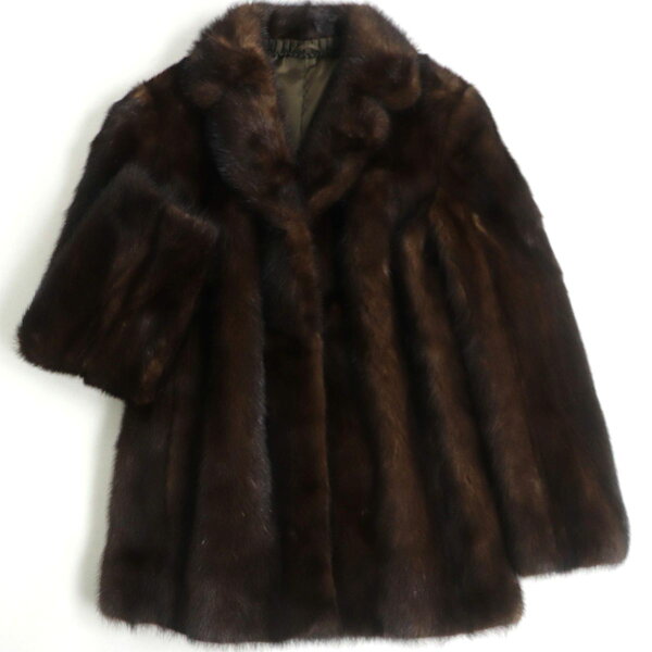 美品▼MINK ミンク 本毛皮コート ブラウン 毛質艶やか・柔らか◎【中古】