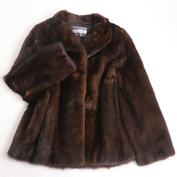 美品☆MOONBAT ムーンバット MINK ミンク 本毛皮コート ブラウン 毛質艶やか・柔らか◎【中古】