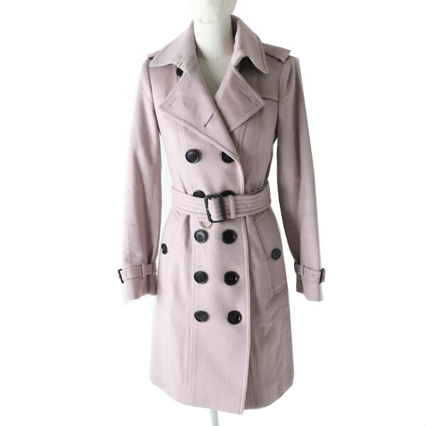 極美品◎正規品 BURBERRY LONDON バーバリー ロンドン 3994453 SANDRINGHAM サンドリンガム カシミヤ100％ トレンチコート パープル系 38【中古】