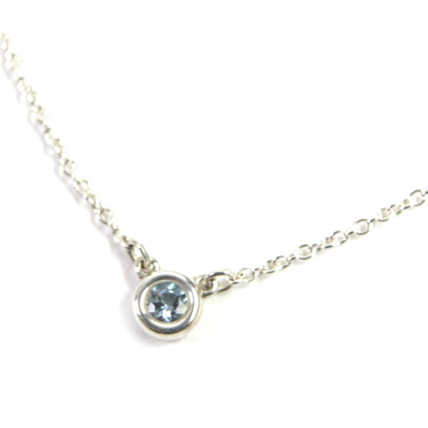 極美品▼TIFFANY&Co. ティファニー カラーバイザヤード SV925 2024年2月購入 アクアマリン チェーン ネックレス シルバー 箱・保存袋付き 重量1.6g レディース【中古】