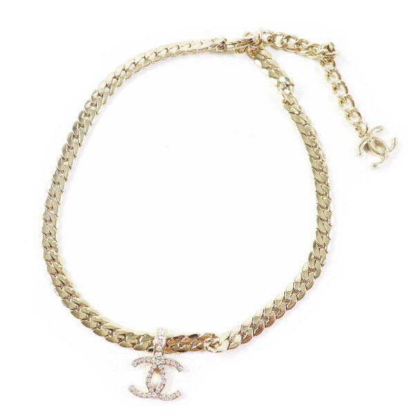 未使用品◎CHANEL シャネル ABD019 B24P ココマーク チェーン ネックレス ゴールド メタル ストラス 箱付き イタリア製 レディース【中古】