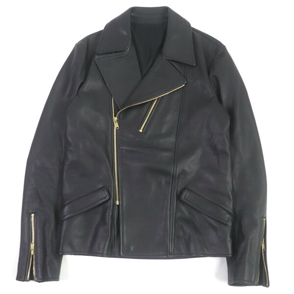 美品□BALENCIAGA バレンシアガ 10AW 260428 アーカイブ カーフスキン 中綿入り ダブルライダース レザージャケット ブラック 44 イタリア製 正規品 メンズ【中古】